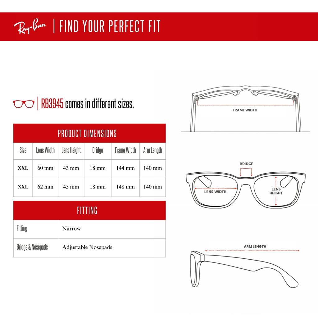 sunglasses 0RB3945 SILVER DARK BLUE POLAR 62mm polarized Ray-Ban