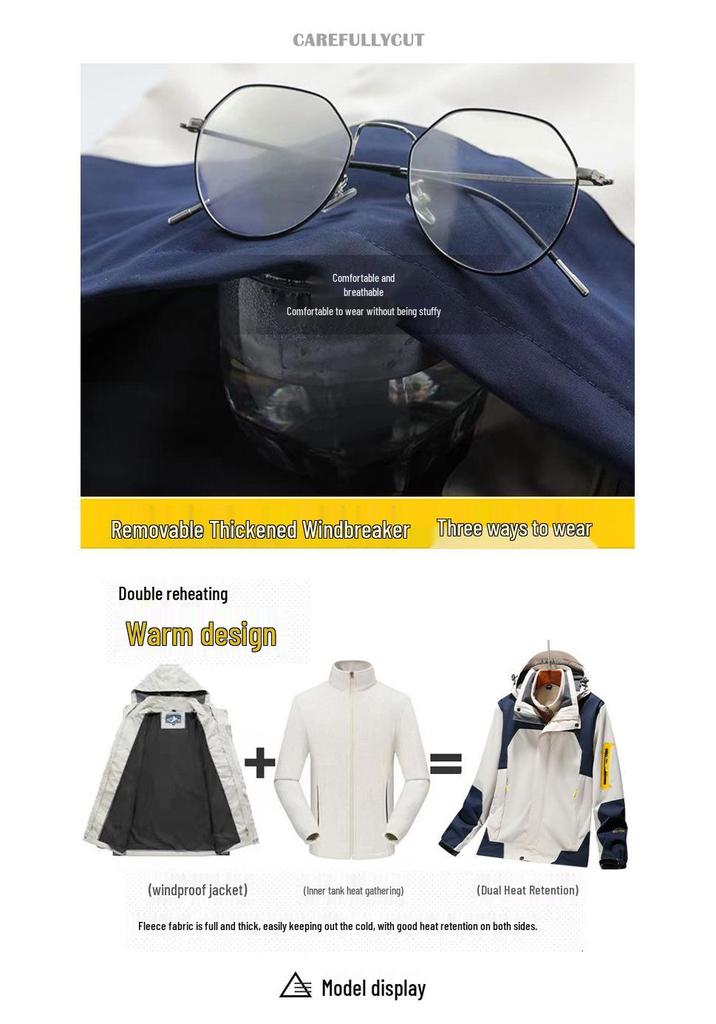 Unisex Two-Piece Mountaineering Suit with Custom Logo: Outdoor Fleece Liner & Color-Blocked Winter Workwear