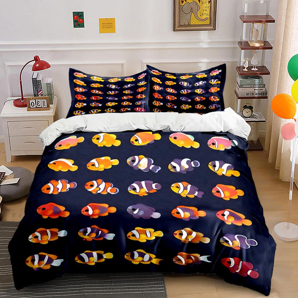 Cartoon Colorful Clownfish Collection Print Soft Comfortable Duvet Cover Bedding Set Included 1*Duvet Cover 2*Pillowcases