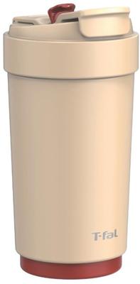 Tefal 450ml Mug Bottle with Straw, Wide Mouth, Easy To Clean, 3-Way Use, "Cafe To Go Mug" (Milk) N27103