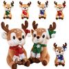 30cm Cartoon Christmas Deer Plush Doll Pillow with Santa Hat Scarf Elk Soft Toy Home Decor Ideal Christmas Gift for Children