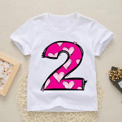 Baby Digital Clothes Number 1-9 Letter Print Boys/Girls T Shirt Kids Happy Birthday Gift Funny Print Cartoon T-shirt