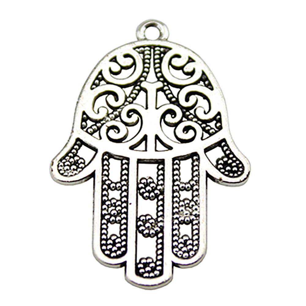 

4шт. Подвески для рук Хамса, античное серебро, цвет цинкового сплава, 35х24 мм.