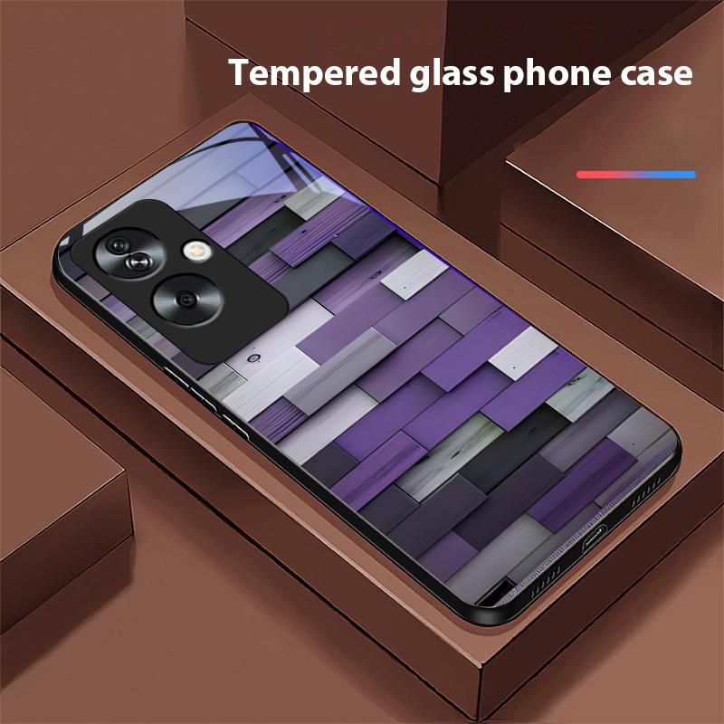 

Цветная текстура дерева для Oppo A79 5G 58 78 74 60 4G Reno 11F Realme GT 6 11 Note 50 10 C55 X2 Закаленное стекло Черный чехол для телефона For Reno 11 Pro 5G