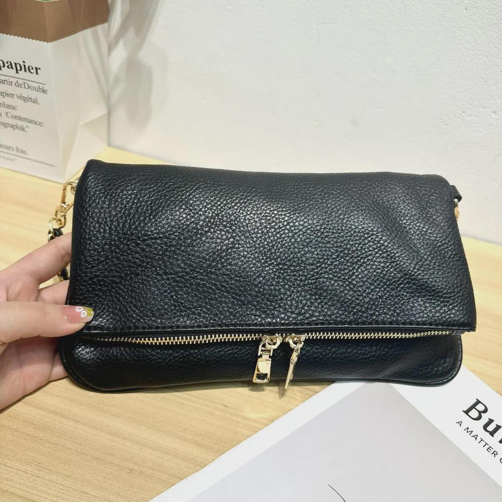 Trendige Umhänge-Schultertasche mit Litschi-Muster - Schlichtes, vielseitiges Design