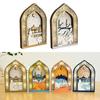 EID Wooden Pendant with LED Light Ornament Islamic Festival Supplies DIY Craft Perfect for Ramazan Home Party Decoration