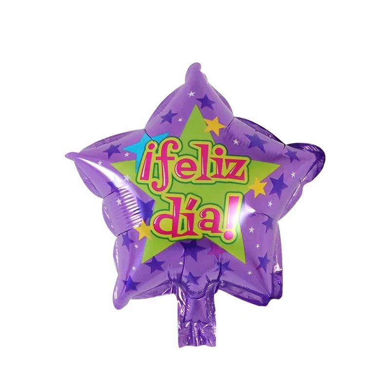 10Pcs Feliz Cumpleaños Día AIr Globos 10inch Colorful Mini Spanish Happy Birthday Foil Balloons Home Party Decorations Kids Gift