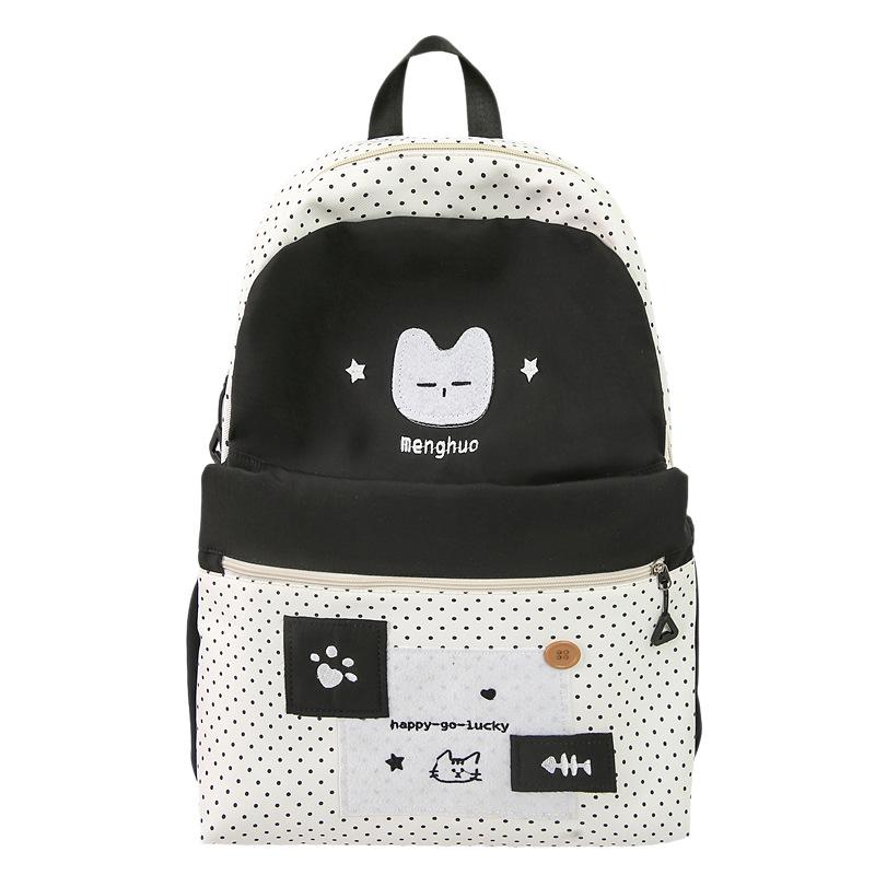 Schoolbag Korean version ins niche design backpack high value sweet cute polka dot backpack junior high school college student schoolbag