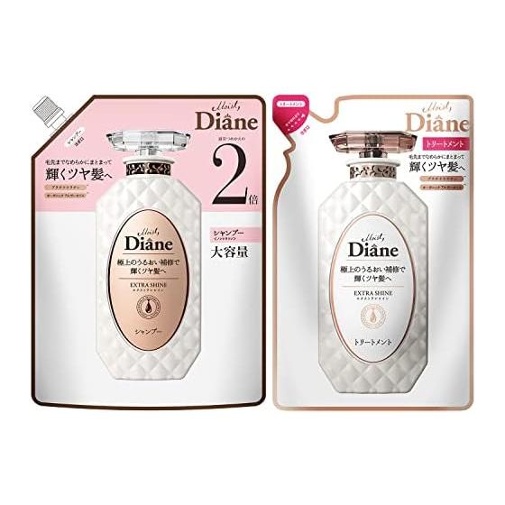 Diane [Set purchase] Moist Perfect Beauty Extra Shine Shampoo Refill Large Capacity 660ml & Treatment Perfect Beauty Extra Shine Refill 330ml