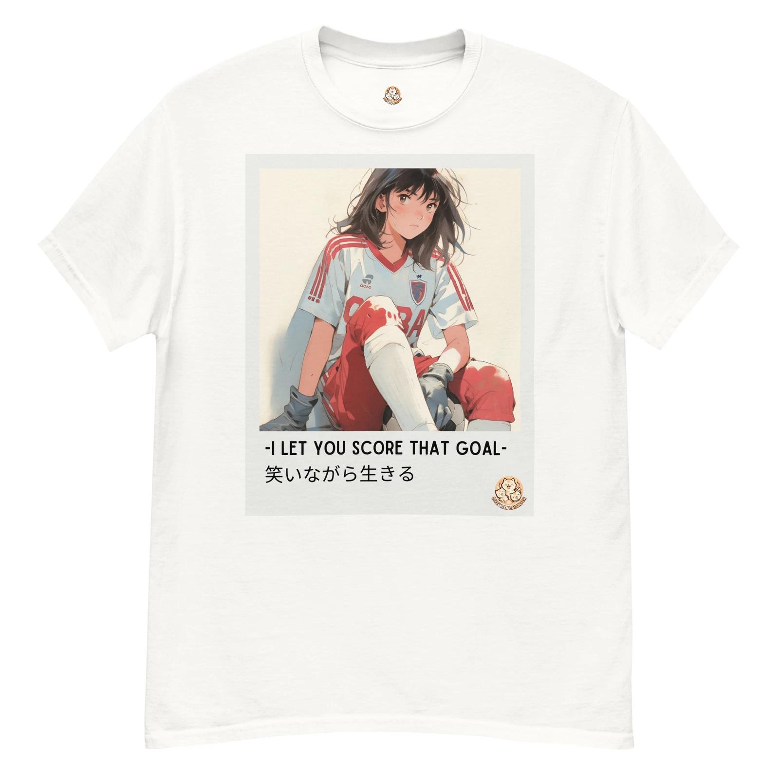 

Live With Laughter Novelty Graphic Anime 100% Cotton T-shirt Mens Tees Top - I Let You Score (White) 3XL