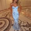 Temperament suspender dress slim French halter solid color long dress flower decoration evening dress women's high-end banquet dress