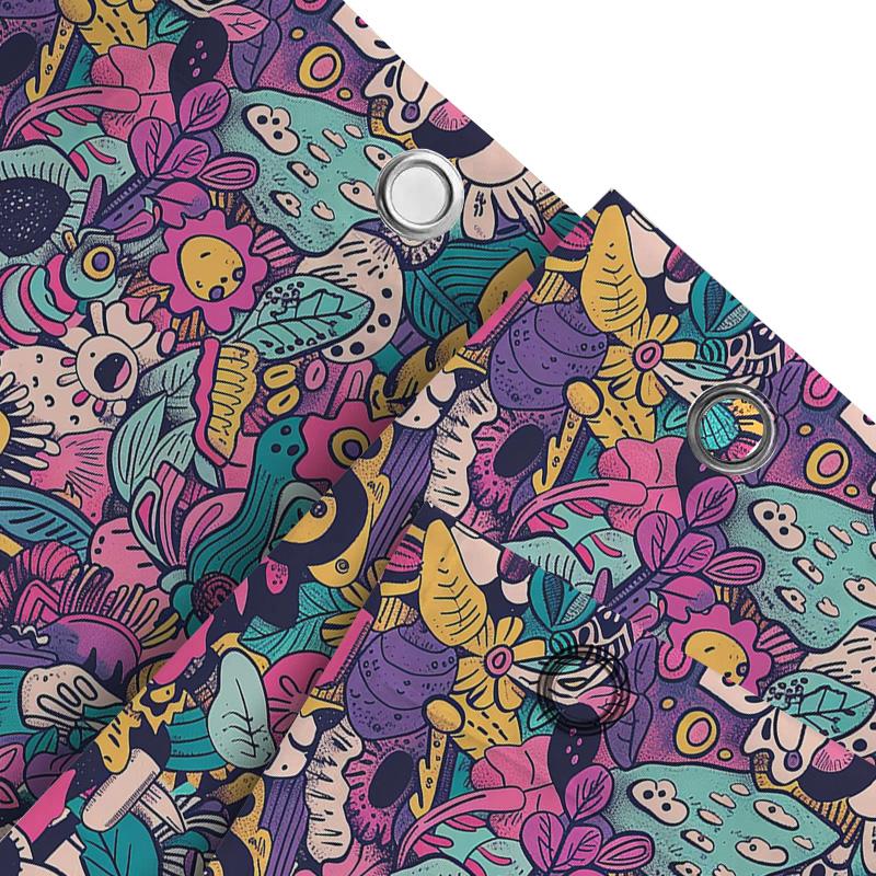 Böhmischer floraler DuschvorhangBunte Badezimmerdekoration mit handgemaltem Design Wasserdichter Stoff für moderne Wohnräume!