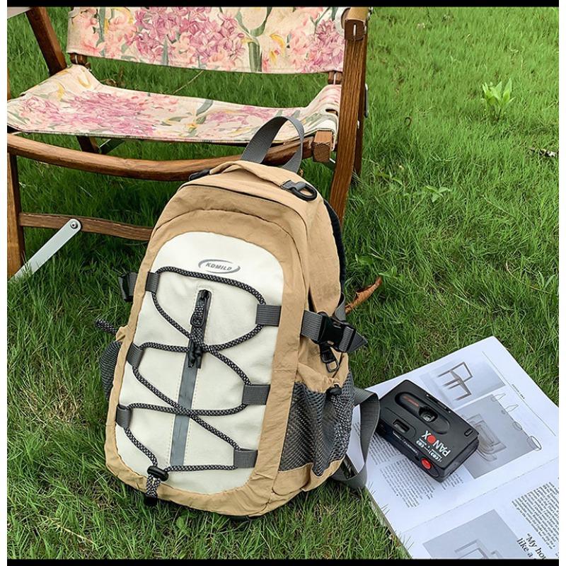 School bag new high-value fresh contrasting color splicing backpack couple lightweight mountaineering travel spring outing backpack