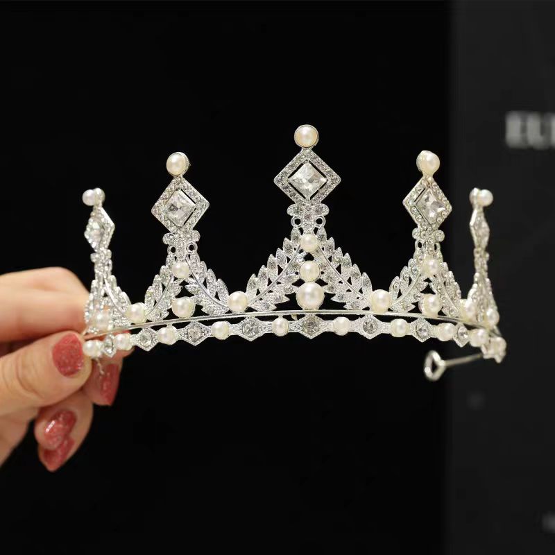 Children's Crown Headwear Princess Girls Crystal Pearl Crown Birthday Performance Flower Girl Wedding Girls Hair Accessories Daquan