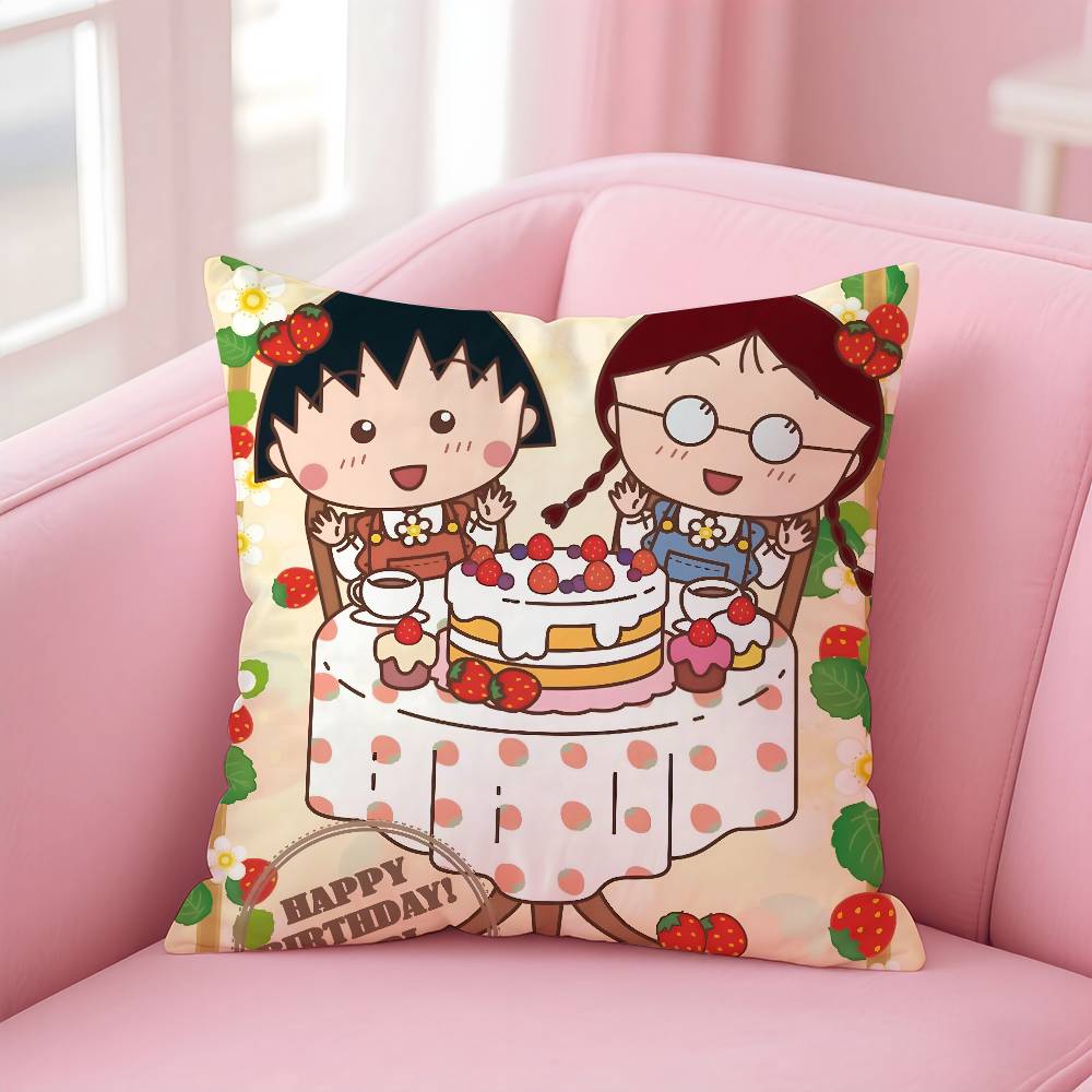 Anime C-Chibi M-Maruko-Chan Pillow Case Pattern Printing Pillowcase Living Room Sofa Cushion Cover Bedroom Room Decor