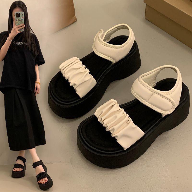 With skirt super fire platform sandals women's summer wear 2025 new high-end French temperament versatile muffin shoes