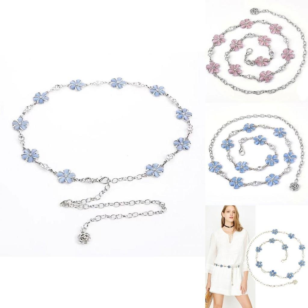 Blue Metal Waist Chain For Women Fashionable Summer Accessory