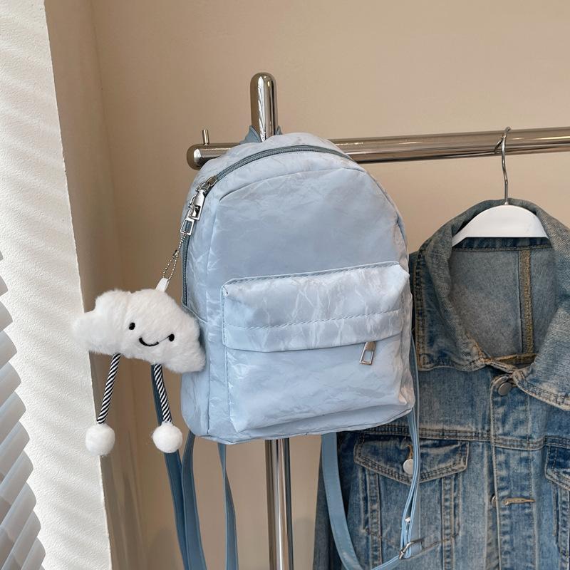 

Корейська версія однотонного парного простого маленького рюкзака для жінок, що подорожує, персоналізованого рюкзака 2024 року, новий повсякденний нішевий рюкзак Without pendant синій