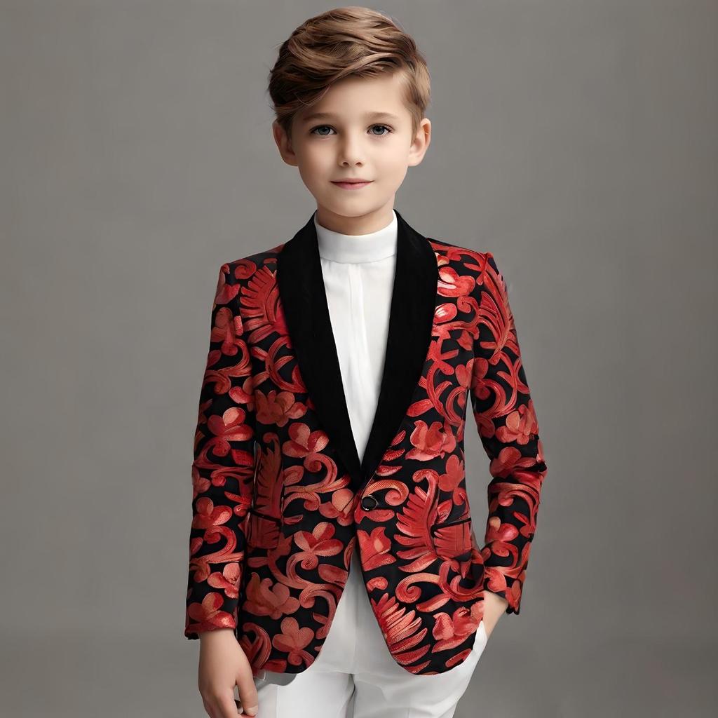 Costume Sacouri cu Paiete Aurii Strălucitoare cu Model Floral pentru Băieți