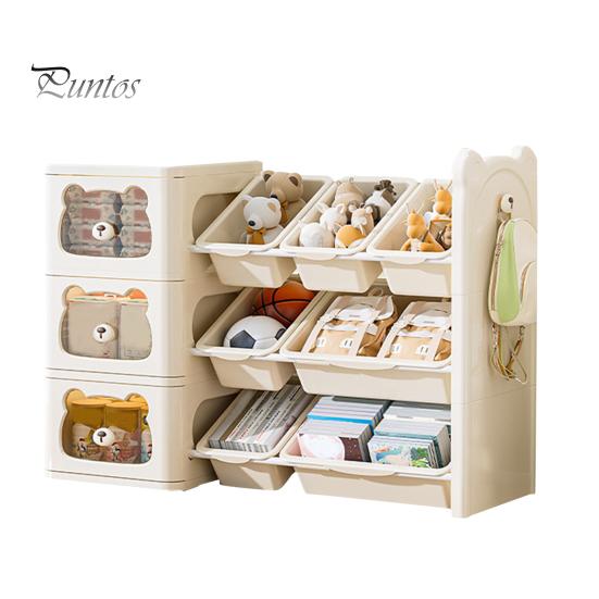 Multi-Box Shelf Toy Storage Organizer Boxes with Nursery Baby Room Solution Bins And Bookshelf Hook for Kids Bedroom Playroom Snack