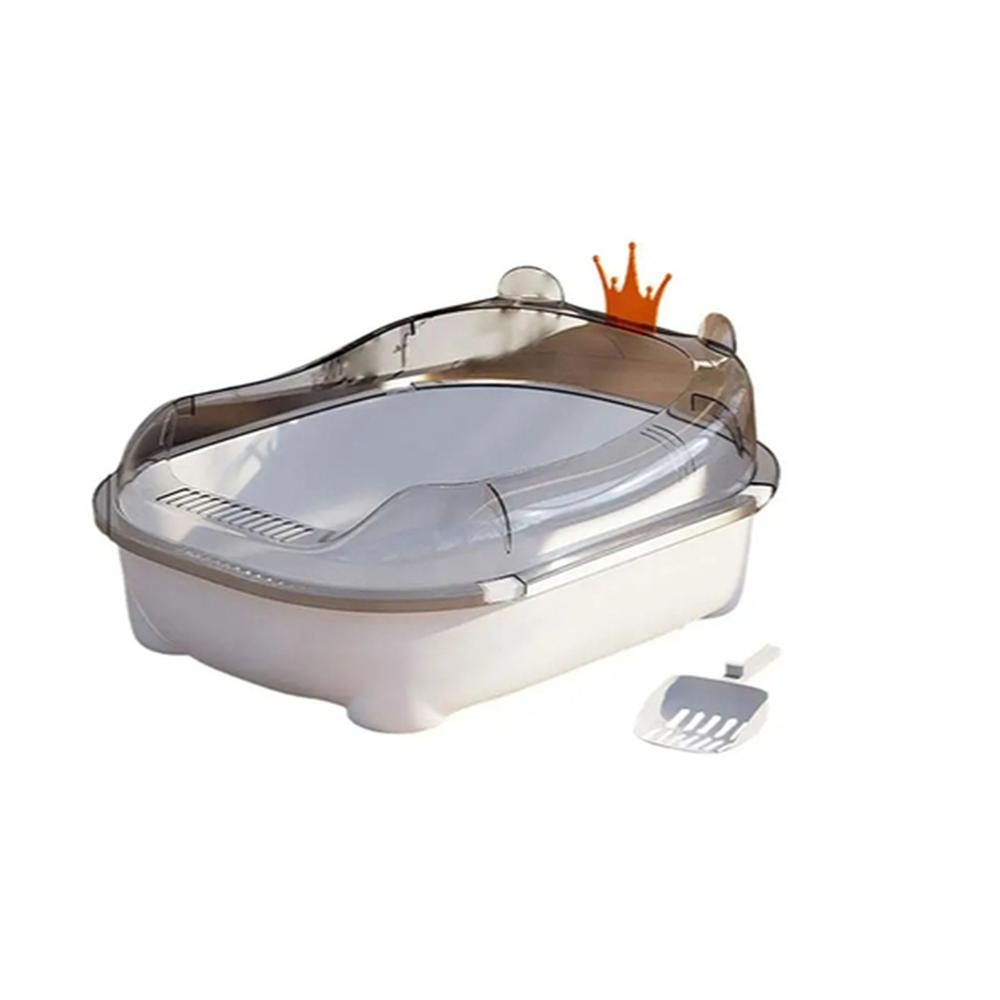 

1 шт. Полузакрытый брызгозащищенный туалет с совком для мусора, новый туалет для кошек, простой в уходе и чистке белый