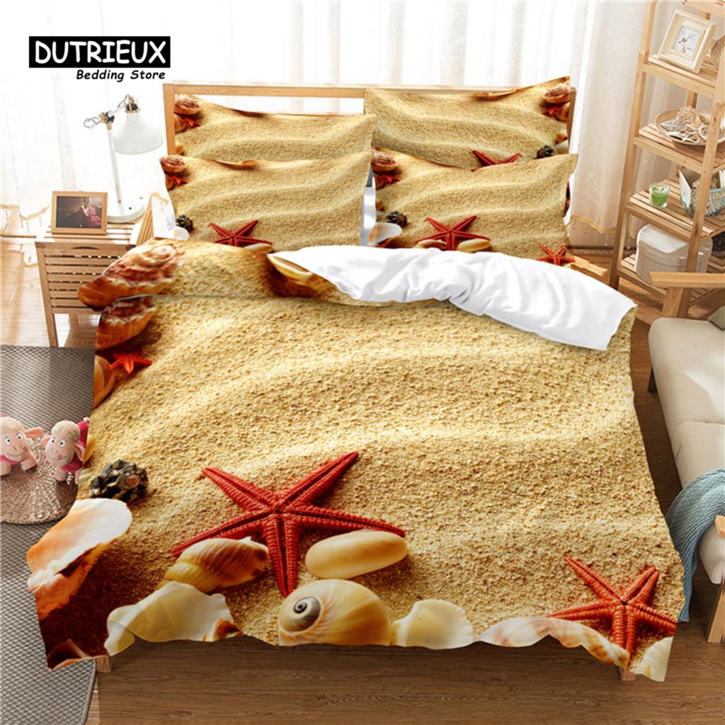 

3pcs Duvet Cover Set, Ocean Landscape Bedding Set, Soft Comfortable Breathable Duvet Cover, For Bedroom Guest Room Decor EU single(135x200cm)