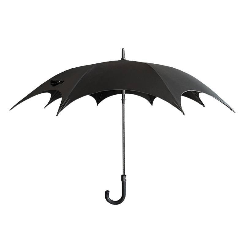 Gothic Long-Handle Women's Automatic Umbrella - Rain or Shine, Black Sun Protection, Dark Subculture Style
