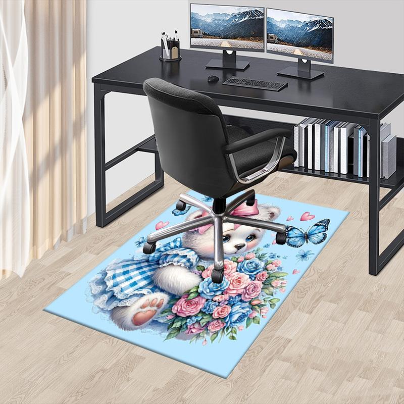 1PC Blue, Cute Bear Extra Large Non-Slip Floor Carpet, Office, Family, Bedroom, Studio - Large Area Rug Indoor Rugs, Vibrant Colors-A248