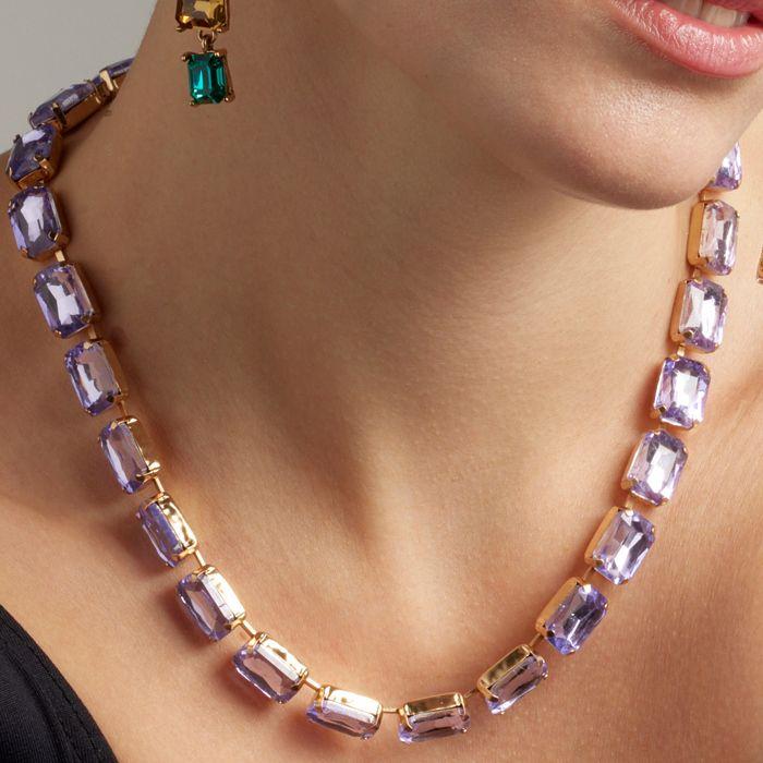 Collier Luxenter en cristal mauve et finition on or jaune 18 carats - Ankek