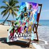Custom Name Personalized Saint Seiya Print Beach Towel, for Trip Camping Beach Party Home Decor, Birthday Gift for Family & Friends