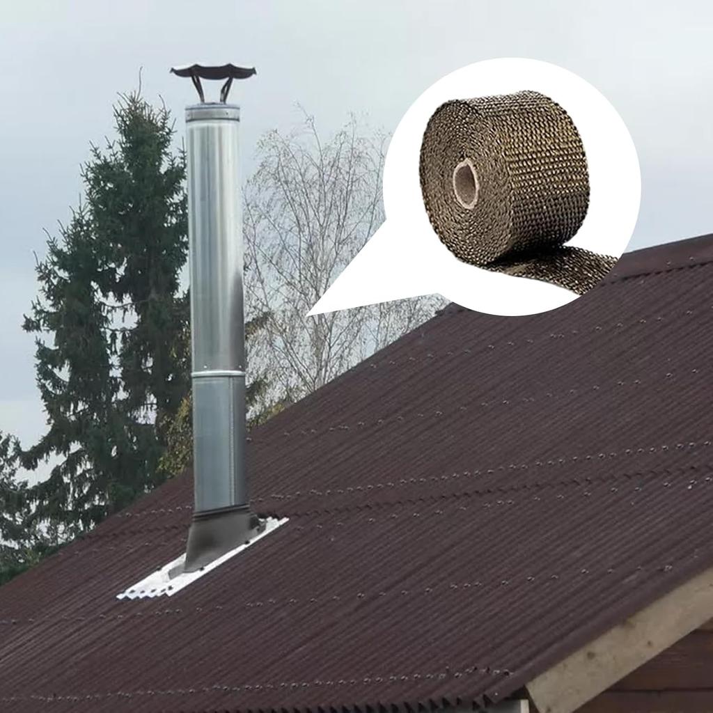 Pipe Wrap Tape Chimney Scald Protection ,Removable Protective Pipe Wrap Tape for Electrical Wire, Heater, Fireplace, Exhaust Tube, Furnace
