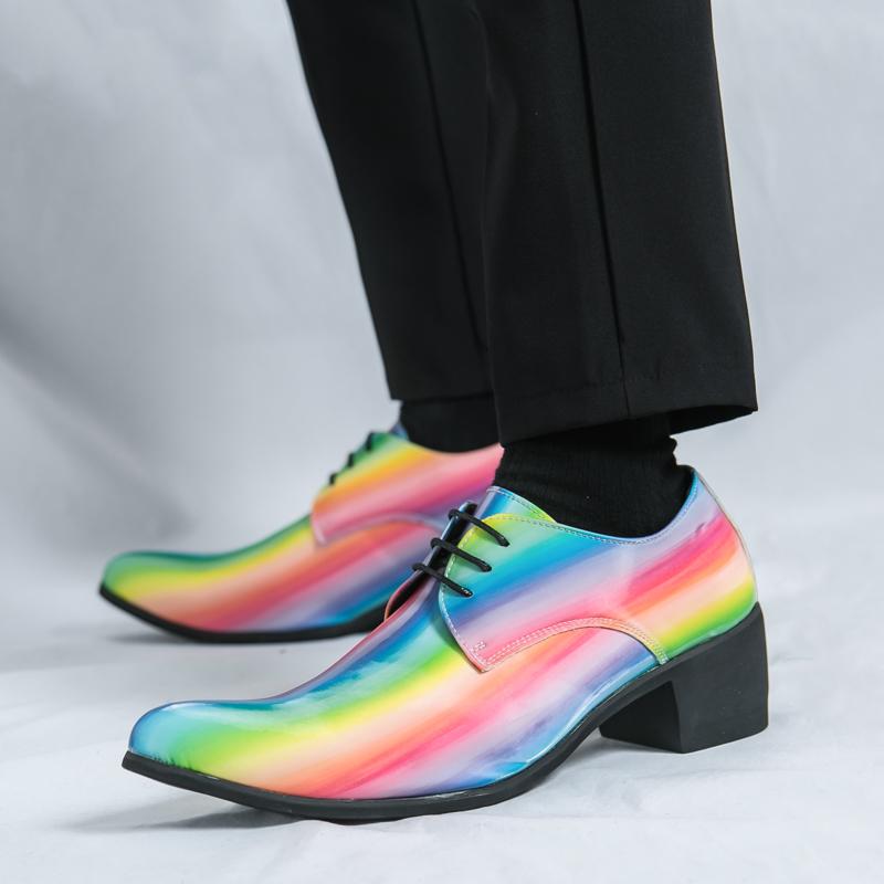 Scarpe con Tacco Alto da Uomo Colorate di Lusso Scarpe in Pelle con Motivo Coccodrillo Scarpe Eleganti da Uomo di Marca Scarpe Oxford a Punta per Feste Matrimoni