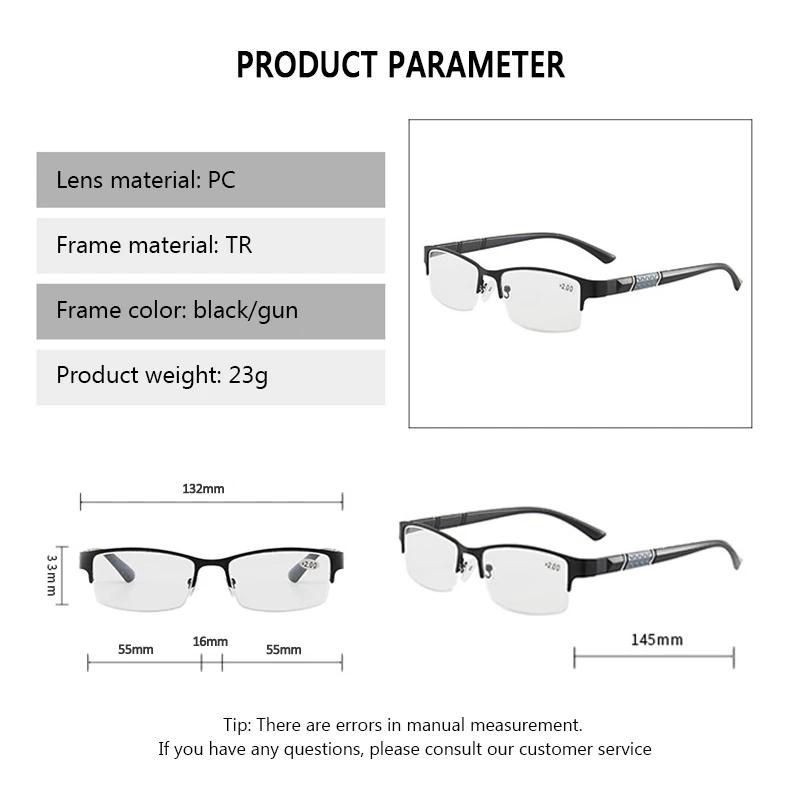 Presbyopia Eyeglasses Business Male Presbyo-pic Eyeglasses Men Women Premium Grade Half-frame Diopter G+lasses +10 15 20 25 30 35