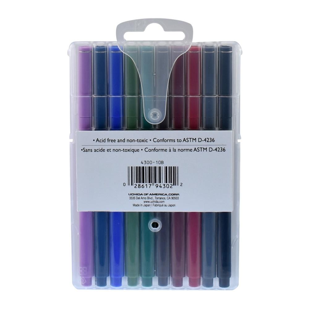 Le Pen Tuschpennor Set 10-pack Medelspets Vattenbaserat Bläck Snabbtorkande Kladdresistent Hållbar Syntetisk Spets Idealisk för Dagböcker