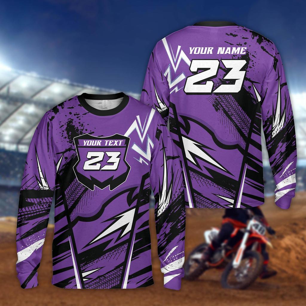 Customizable Off Road Motorcycle Long Sleeve Shirt Personalized Rider Name Number Motocross 3D Jersey Dirt Bike Racing Team Apparel