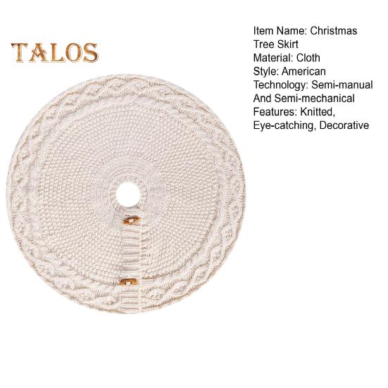 Christmas Tree Skirt Braided Cable Knit Tree Rug Xmas Tree Decoration for Holiday Home Party Fireplace Decor