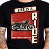 Life Is a Ride Keep Moving Forward Motorcycle T-Shirt Vintage Cafe Racer Tee.