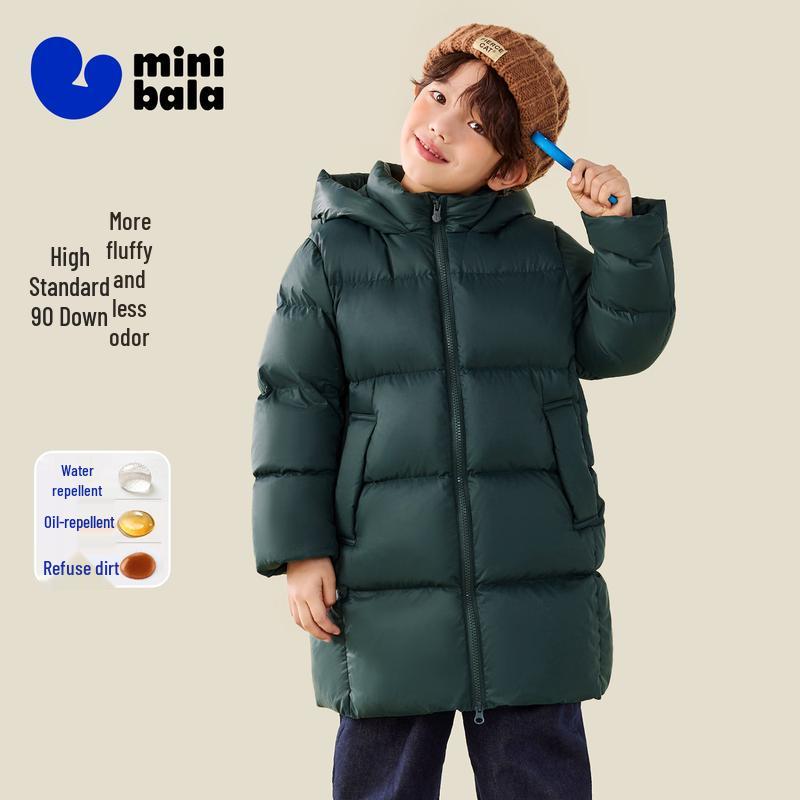 minibala Kids' Long Hooded Down Jacket