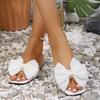 Female Summer Wear New Bow Slippers Fashion Home Flat Bottom Non-slip Fairy Wind Word Soft Bottom Sandals