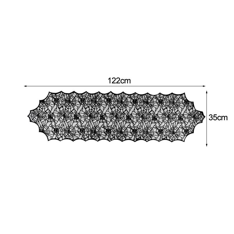 Halloween Bat Table Runner Black Spider Web Lace Tablecloth Fireplace Curtain for Halloween Party Home Decoration Horror Props