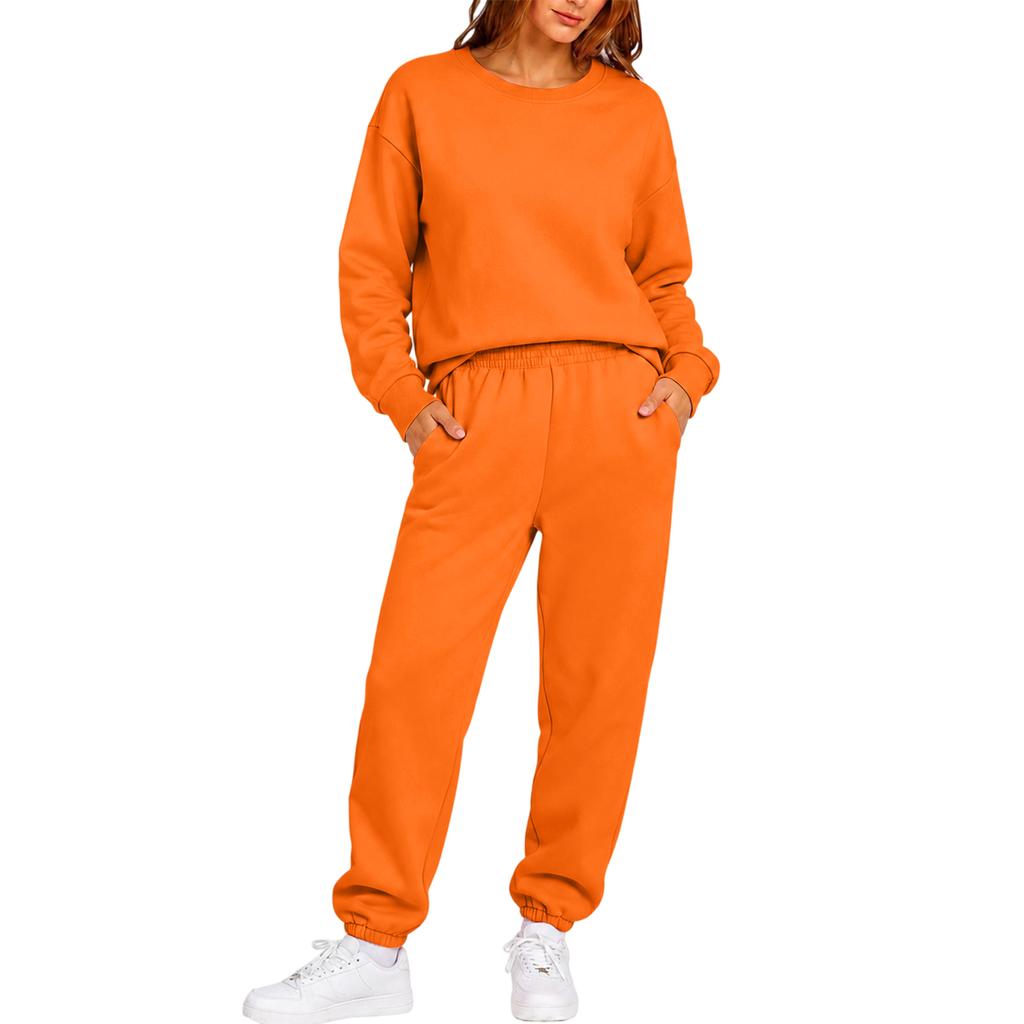 Damen Langarm Rundhals Sweatshirt und Jogginghose 2-teiliges Set