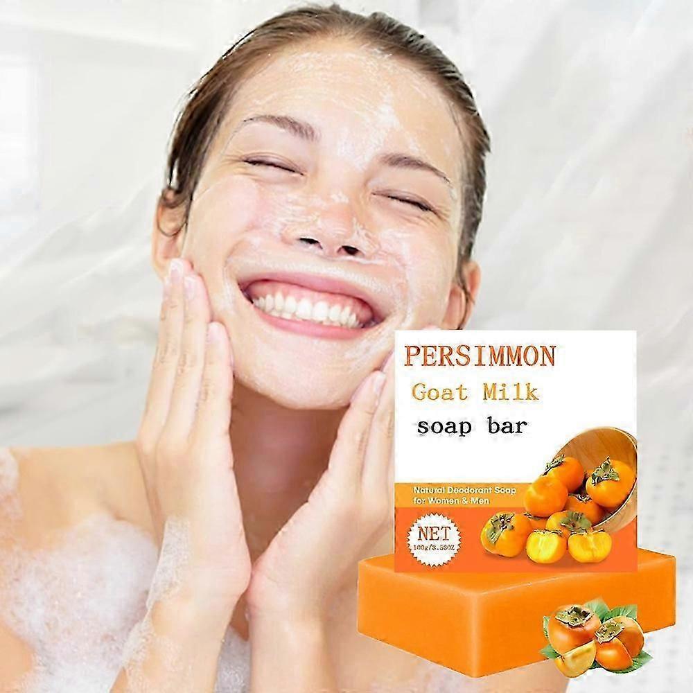 Persimmon Soap Bar for Old People Smell, Natural Body Odor Control Bar Soap for Men & Women Purifying Deodorizing, Handmade Body Bar Soap for Eliminat