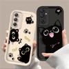 Lovely Black Cat Silicone Case For Samsung Galaxy S25 Ultra S24 S23 S22 Plus S21 FE S20 A55 A54 A15 A35 Shockproof Soft Cover