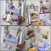 DIY Puppenhaus aus Holz, handgefertigter Miniaturbausatz, LED-Wohnzimmermodell und alle Möbel