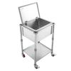 VEVOR Rolling Ice Chest Cooler Cart Stainless Steel Cooling Bin 54.6 L, Outdoor Stand Up Cooler Trolley with Wheels, Flip Lid, and Shelf
