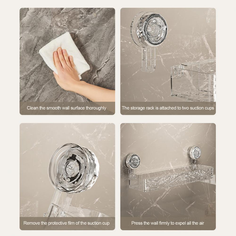 Suction Cup Organizer Removable Suction Cup Shelf Wall-mounted Shower Caddy with Strong Suction Cup Holder for Easy for Bathroom