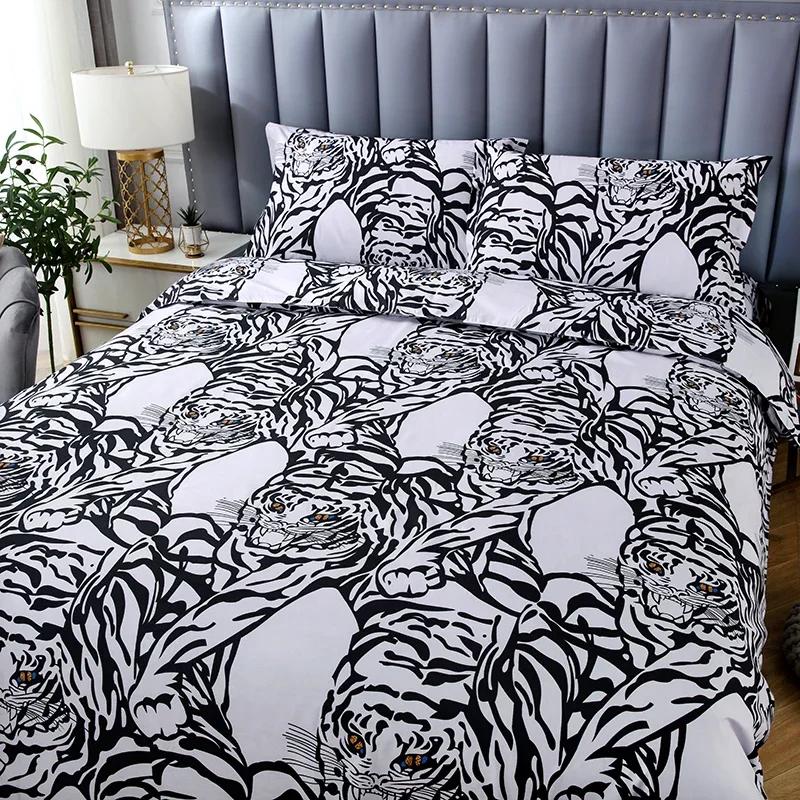 3pcs Boho Bedding Set Striped Geometric Duvet Cover and Pillowcases in Brown Ethnic and Traditional Style Soft Cozy Quilt Covers