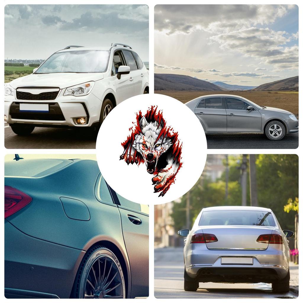 Creative 3D New Angry Wolf Car Stickers Reflective Personality Car Decals Modified Motorcycle Helmet Sticker Scratch Stickers