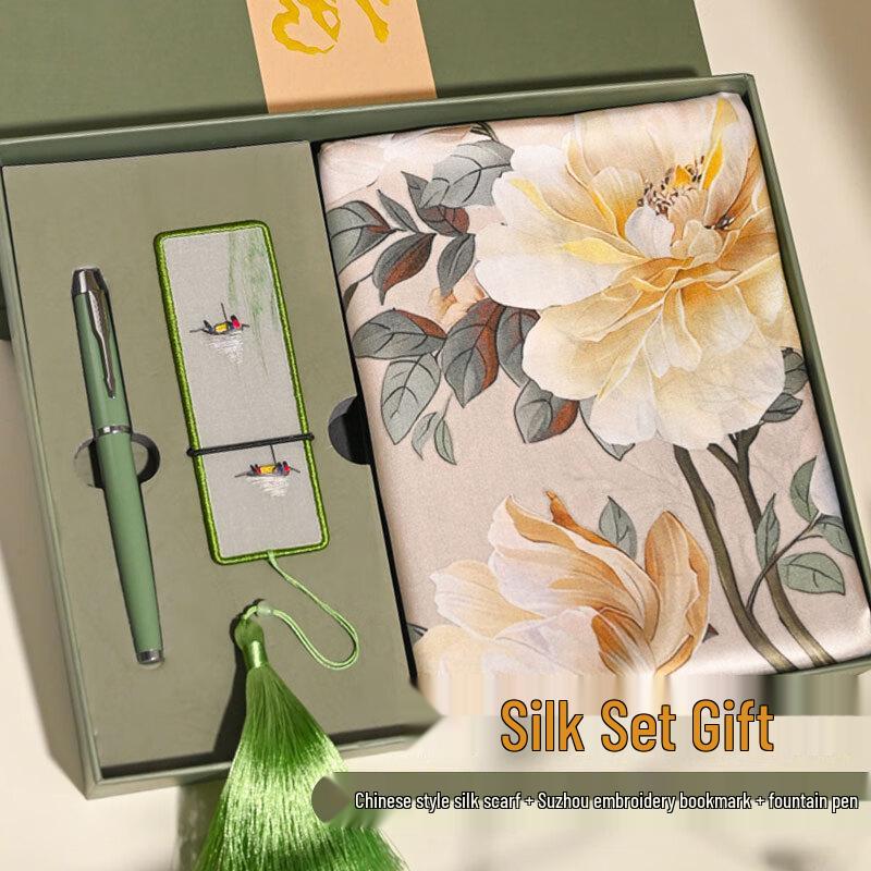 Hang Silk Road Su Embroidery Silk Scarf Gift Set