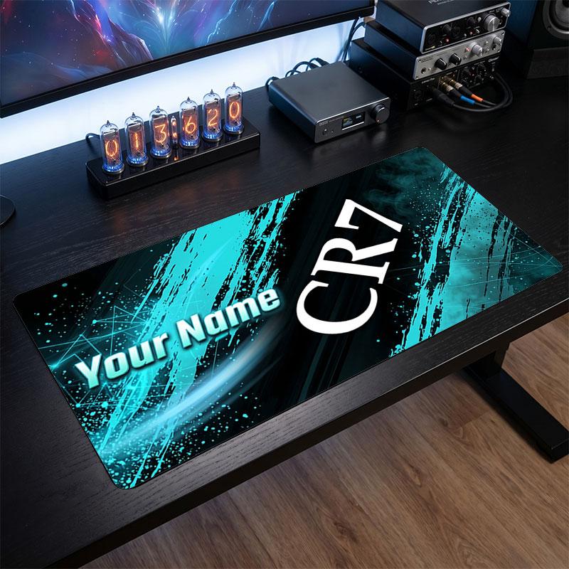 Tappetino Mouse Grande Personalizzato Cristiano Ronaldo, Stampa Testo Nome Personalizzato, Tappetino Scrivania Antiscivolo Logo Calcio Regalo Gaming